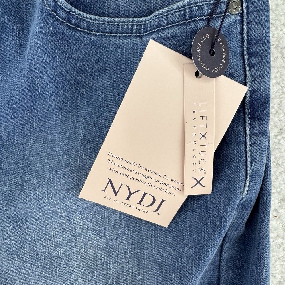 NYDJ Cool Embrace Wide Leg Denim Crop Jeans Size 10P Compass Blue - Picture 4 of 11